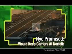 ["This political advertisement is sponsored by the national Republican congressional committee and criticizes Democrat Glenn nye. The ad alleges that nye failed to use his influence in congress to retain aircraft carriers at Norfolk, which is an issue of significant local importance, as the relocation could potentially cost Virginia 11,000 jobs. The ad further criticizes nye and Nancy Pelosi for passing the stimulus package, linking it to a 14% rise in unemployment. The overarching theme of the message is a portrayal of nye as an ineffective leader with insufficient clout in congress, holding him accountable for job losses and increased unemployment in Virginia."]