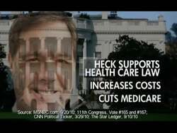 ["This political advertisement is sponsored by the national Republican congressional committee and targets Denny heck, a Democratic candidate from Washington. The central themes of the advertisement are health care reform, fiscal policy and energy taxation. Heck is accused of supporting a health care law that allegedly increases costs and cuts Medicare. The ad also criticizes his approval of a stimulus package, arguing that it augmented the national debt while failing to improve unemployment rates. He is further denounced for his unwillingness to oppose what is referred to as a \"radical energy tax\", which the ad claims could potentially cost the state 56,000 jobs. The ad aims to create a negative association between heck and the decisions made in Washington, d. C By using phrases like \"heck and Washington, d. C They're perfect together.\"."]