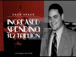 ["The 2010 political TV ad from the Republican Party targets Democratic candidate Zac Space, emphasizing his record on spending and job policies. Featuring ominous music and graphics, the ad displays text and imagery criticizing Space for votes that allegedly led to increased government spending and job losses, painting a negative picture of his tenure."]