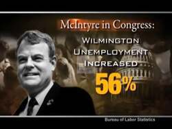 ["The 2010 political TV ad targeting Republican candidate Mike McIntyre criticizes his connections with Nancy Pelosi and unions, highlighting local unemployment and economic discontent. Through evocative visuals of displeased workers and shuttered businesses, the ad emphasizes McIntyre's perceived negative impact on the community, aligning him with controversial political figures and policies."]