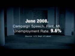 ["The 2012 campaign ad features President Barack Obama speaking at various events with a consistent emphasis on economic and social development. Scenes show him addressing audiences in Holland, Michigan, and at the Center for Economic and Social Development, discussing political accountability, civic duty, and community-focused initiatives. Obama critiques Washington's failures while promoting his policies to enhance public service and economic progress."]