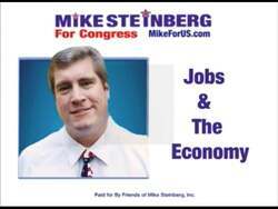 ["In his 2012 campaign ad, Republican candidate Mike Steinberg predominantly discusses reducing federal government involvement and advancing economic policies favorable to business growth. Standing at various podiums, surrounded by American flags and supported by engaged crowds, Steinberg emphasizes cutting government size, federal debt, and excessive regulations as his primary commitments to revitalize the U.S. economy."]