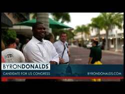 ["In the 2012 campaign ad, Republican Byron Donalds pushes for political and fiscal reform, advocating the Fair Tax and zero-based budgeting. He positions himself against political insiders, emphasizes the urgency of addressing the national debt, and seeks to promote family budgeting and grassroots representation. His messages are delivered with confidence, backed by American patriotic symbols."]
