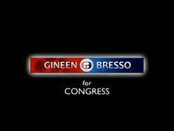 ["In a 2012 political TV ad, Republican candidate Gineen Bresso, earnestly addressing the camera, urges voters in South Florida to support her bid for congressional change. Scenes capture her confident demeanor, underscored by a campaign banner, as she emphasizes her challenge against incumbent Debbie Wasserman Schultz in a sunny outdoor setting."]
