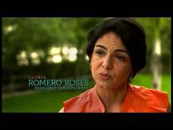 ["In her 2012 campaign ad, Democratic candidate Gloria Romero Roses passionately advocates for education and social justice reforms. She's seen rallying support through various speeches at podiums and schools, engaging with diverse groups of parents, and emphasizing her dedication to improving educational environments and enforcing equality. She consistently portrays a strong, committed presence dedicated to progressive change."]