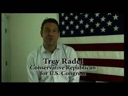 ["In a political TV ad for his 2012 presidential campaign, Republican Trey Radel emphasized his dedication to free markets, servant leadership, and conservative values. He consistently contrasted himself with his tax-raising, career politician opponent, highlighting his local ties and differing political principles while urging grassroots support and voter mobilization."]