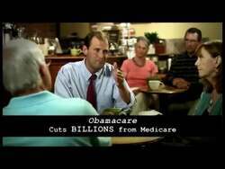["In his 2012 political ad, Republican candidate Garland Hale \"Andy\" Barr focused intensely on healthcare, specifically advocating for Medicare reform. He expressed serious concerns about the sustainability of Medicare and the impacts of Obamacare, pledging robust solutions to fix legislative issues. Throughout the ad, Barr communicated directly and confidently into the camera, emphasizing urgency in his office setting."]