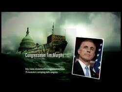 ["In the 2012 political ad against Republican Party candidate Timothy (Tim) Murphy, he is portrayed negatively as a congressman who supports wasteful spending, opposes savings, and increases national debt. Various scenes emphasize his alleged financial irresponsibility and corruption, with captions highlighting his endorsement of costly programs."]