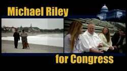 ["The 2012 political ad for Michael Riley's congressional campaign in Rhode Island features Riley speaking earnestly and passionately directly into the camera. In different scenes, he is surrounded by patriotic imagery, including multiple American flags, emphasizing his economic focus and confident resolve. His campaign posters are prominently displayed, reinforcing his message and candidacy."]