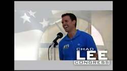 ["In his 2012 TV ad, Republican Chad Lee campaigns for Congress, highlighting his commitment to strong leadership, fiscal responsibility, and the preservation of freedoms. Throughout the ad, Lee confidently addresses voters from various settings, emphasizing the need for proactive civic engagement and community involvement, alongside visual cues of campaign banners and professional attire."]