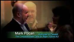 ["In his 2012 presidential campaign ad, Democratic candidate Mark Pocan speaks directly into the camera, set against a legislative chamber backdrop. He passionately advocates for compassionate healthcare and specific legislation supporting rape victims, conveying a strong, determined, and emotional appeal to improve compassionate care policies."]