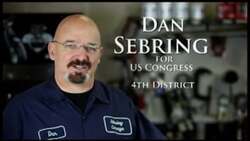 ["In his 2012 political TV ad, mechanic and auto shop owner Dan Sebring declared his candidacy for Congress. Throughout the ad, Sebring emphasized his commitment to representing ordinary citizens, controlling government debt, and fostering economic growth. He appealed to the principles of the Founding Fathers and positioned himself as a proponent of fiscal responsibility."]