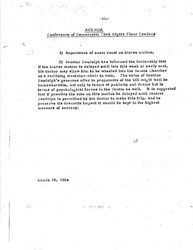 ["This document represents one part of a larger log kept by Stephen Horn during discussions about the Civil Rights Act of 1964. The document includes a schedule of floor managers for the Senate."]