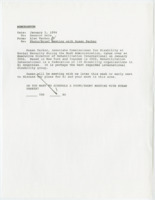 ["Vachon asks if Dole would like to schedule a meeting with Susan Parker, who is soon to take over as Executive Director of Rehabilitation International. Dole declined."]
