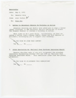 ["Memorandum about signing a letter to HHS (Department of Health and Human Services) Secretary Shalala asking her to direct the Surgeon General to convene a workshop on autism, as well as asking if Senator Dole would be willing to co-sponsor a resolution designating October 1993 and 1994 as \"National Down Syndrome Awareness Month\""]