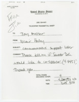 ["Fax cover sheet includes a message with the subject, 'commemorative support letter' asking if Senator Dole would like to co-sponsor (4.4451). The joint resolution is regarding designating October 1993 and 1994 as \"Down Syndrome Awareness Month.\""]