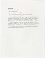 ["This memorandum includes the congratulatory note and a background information article on Margaret Chase Hager."]