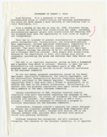 ["Statements by Senator Dole regarding employment rights with the Americans with Disabilities Act. He also discusses tax credits given to businesses who may incur financial burdens due to ADA compliance."]