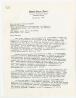 ["Letter to Congressman Harold Rogers from Senator Bob Dole requesting appropriations to fund a technical assistance program for disabled individuals through the Equal Employment Opportunity Commission and the Department of Justice."]