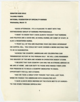 ["Talking points by Senator Bob Dole to the National Federation of Specialty Nurses"]