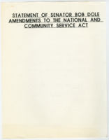 ["Statement by Senator Bob Dole regarding the amendments to the National and Community Service Act."]
