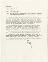 ["This memorandum includes a newsletter from the DNC, a White House press release, and various background information about President Clinton's meeting with disabled community members."]