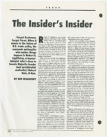 ["An article from the National Journal about the future of U.S. trade policy and Robert E. Lighthizer, a lawyer-lobbyist"]