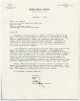 ["Letter from Senator Bob Dole to Chairman of the Executive Committee of Motorola Inc., Robert W. Galvin, regarding Dole's rejection of his invitation to participate in their meeting of the Jury of the Henry B. Betts Award."]