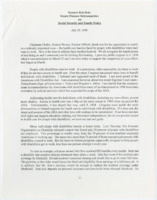 ["Statement by Senator Bob Dole before the Senate Finance Subcommittee on Social Security and Family Policy."]
