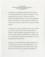 ["Talking points for Senator Bob Dole for a statement before the Senate Finance Subcommittee on Social Security and Family Policy."]