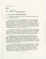["Memorandum regarding the Telecommunications Act of 1996 and the U.S. Access Board working together with the FCC (Federal Communications Commission) and major telecommunication industry players to form a panel to create accessibility guidelines for telecommunication."]