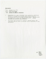 ["Memorandum regarding Senator Dianne Feinstein's concerns over the implementation of the Americans with Disabilities Act guidelines during a debate on unfunded mandates. Includes a letter to Feinstein correcting statements she made and a copy from the Congressional Record showing her statements made on the Senate floor."]