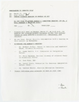 ["Memorandum regarding Senator Dole's intention on attending the Senate Finance Hearing on SSI program growth. Includes a list of witnesses."]
