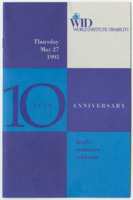 ["Program for the World Institute on Disability's 10th Anniversary Celebration, 'A World of Creativity'"]