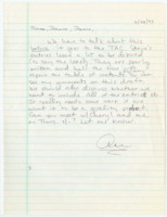 ["Short, handwritten note from Ann to Jeanne discussing Steve's quality of work on the draft of the annotated bibliography. No last names are mentioned."]