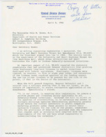 ["Includes copy of Dole's original letter sent April 1986 in support of timely processing of requests"]