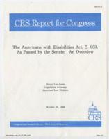 ["CRS Report for Congress titled \"The Americans with Disabilities Act, S. 933, As Passed by the Senate: An Overview.\""]