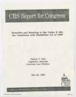 ["CRS Report for Congress titled \"Remedies and Standing to Sue Under S.933, the \"Americans with Disabilities Act of 1989.\""]