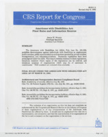 ["The report contains citations and contact information for regulations and organizations that were either mentioned in the Americans with Disabilities Act or would be useful resources for constituents."]