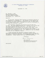 ["Letters and documents from U.S. EEOC to Maureen West containing Chairman Kemp's speech at the September 21, 1992 emergency meeting, and additional background materials."]