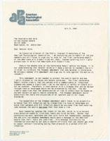 ["Letter to Senator Bob Dole from the American Psychological Association from Dr. James Jones, Executive Director of the Public Interest Directorate of the American Psychological Association.  Jones urges Dole to vote for the final Conference Report of the Americans with Disabilities Act to avoid the Chapman amendment from being added to the ADA."]