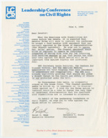 ["Letter from members of the Leadership Conference on Civil Rights, Executive Director Ralph G. Neas and Chairperson Benjamin L. Hooks, urging the Senate to oppose the Chapman amendment proposed for the Americans with Disabilities Act."]