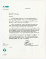["Letter from the National Federation of Independent Business to Senator Bob Dole stating their disapproval of Congress exempting itself from provisions within the Americans with Disabilities Act."]